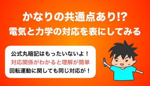 かなりの共通点あり？力学と電気の対応関係を表にしてみる