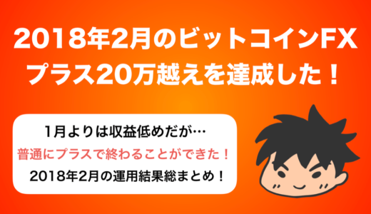 【2018年2月】ビットコインFXトレード結果．+20万1462円でした！